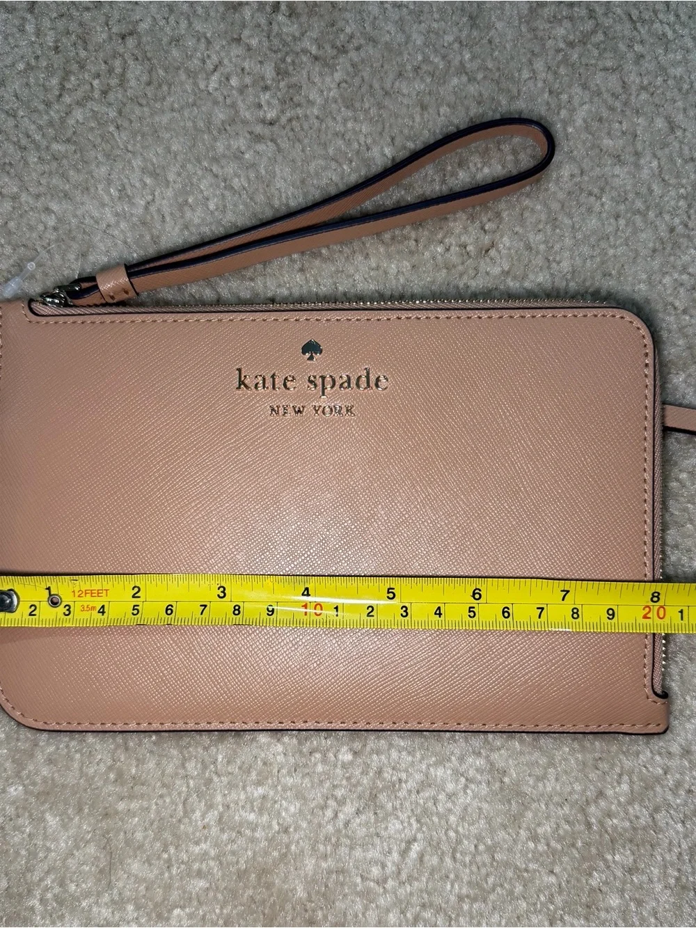 Kate Spade New York Lucy blush pink L-zip wristlet card wallet saffiano leather